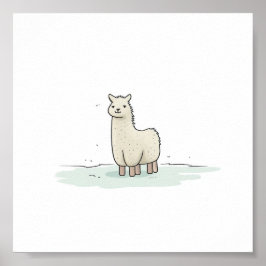 Cute Llama Illustration - Lugn Llama - Adworthy oc Poster