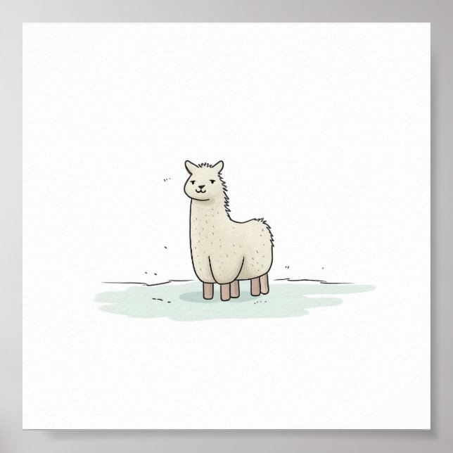 Cute Llama Illustration - Lugn Llama - Adworthy oc Poster (Framsidan)