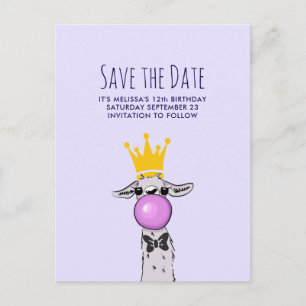 Cute Llama Illustration Party Spara datumet Vykort
