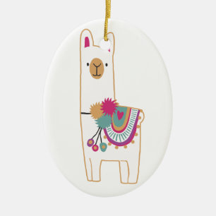 Cute llama julgransprydnad keramik