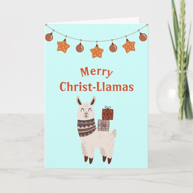 Cute Llama-julkort, Helgdag Helgkort (Framsida)