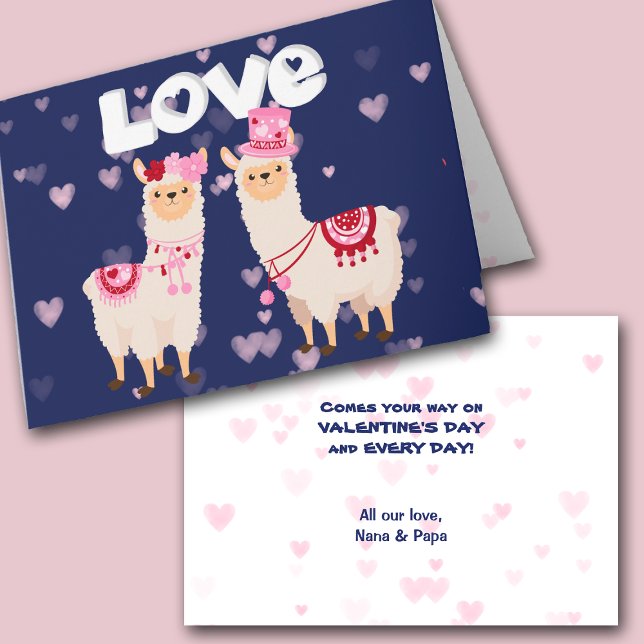 Cute Llama Kärlek Valentine Card Helgkort (Skapare uppladdad)