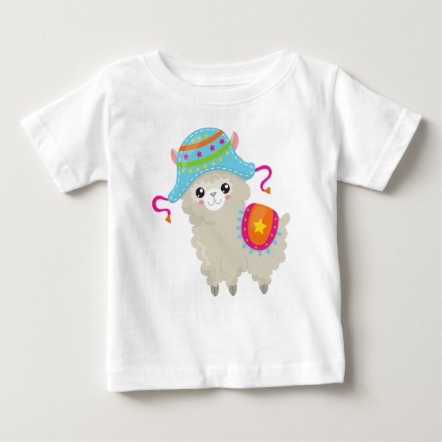 Cute Llama, Little Llama, Alpaca, Llama med hög T Shirt (Framsida)