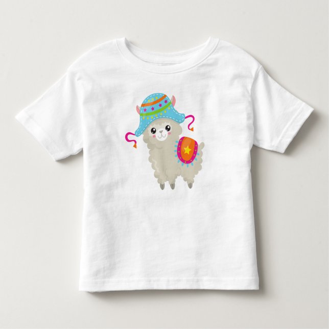 Cute Llama, Little Llama, Alpaca, Llama med hög T Shirt (Framsida)