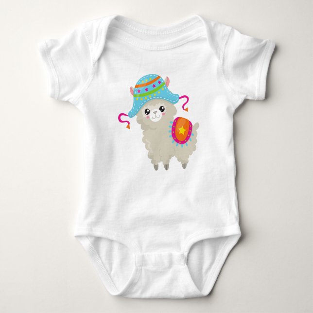Cute Llama, Little Llama, Alpaca, Llama med hög T Shirt (Framsida)