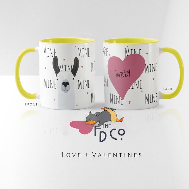 Cute Llama Llove ’Mine’ Coffee Fiend Teetotaler Mugg (Skapare uppladdad)