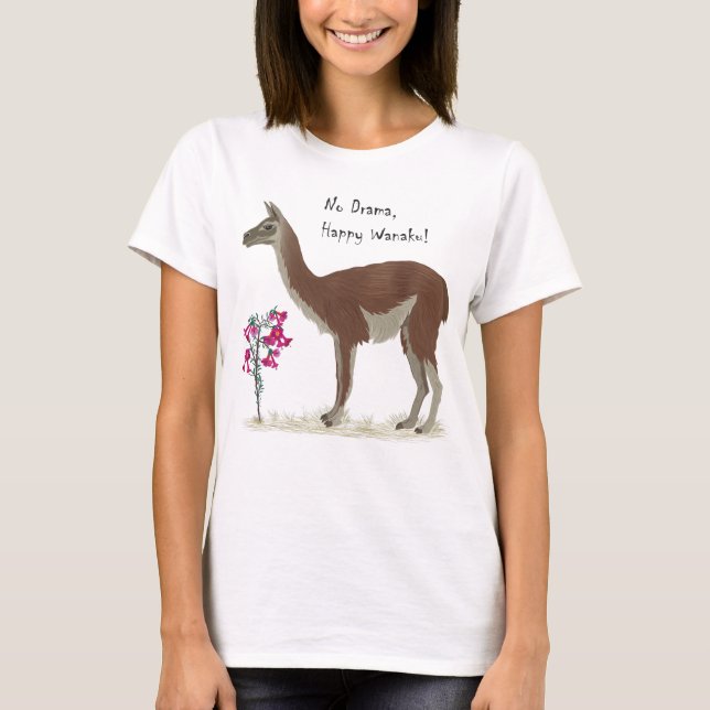 Cute Llama, lycklig Guanaco Peru T Shirt (Framsida)