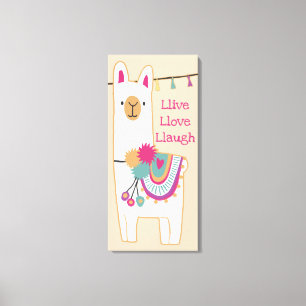 Cute llama med anpassningsbarnas bakgrund färg canvastryck