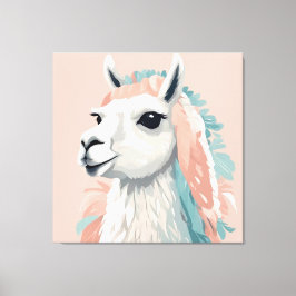 Cute Llama med Colorful Päls på huvudet Canvastryck