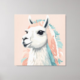 Cute Llama med Colorful Päls på huvudet Canvastryck