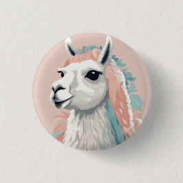 Cute Llama med Colorful Päls på huvudet Knapp