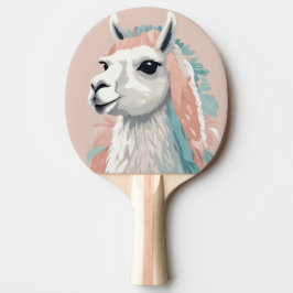 Cute Llama med Colorful Päls på huvudet Pingisracket