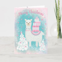 Cute Llama med julklappar Helgkort
