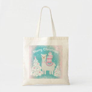 Cute Llama med julklappar Tygkasse
