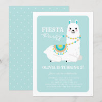Cute Llama med Pom Poms Blue Fiesta Barns födelsed