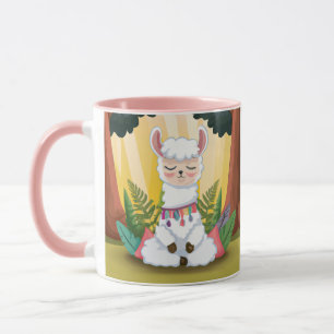 Cute Llama Meditating in Magic Forest Mugg