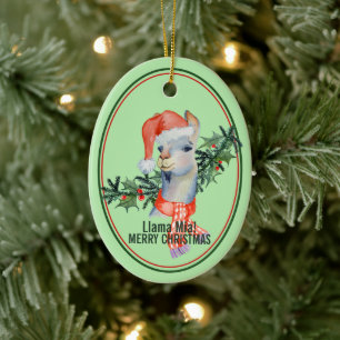 Cute Llama Mia God jul Julgransprydnad Keramik