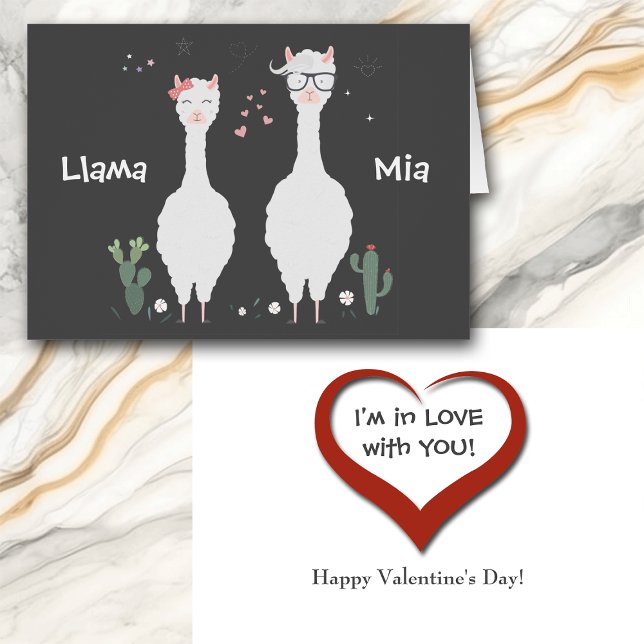 Cute Llama Mia Jag är i Kärlek Valentine Card Hälsningskort (Skapare uppladdad)