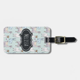 Cute Llama Mönster på Polka dots Bagagebricka