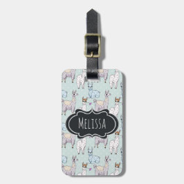 Cute Llama Mönster på Polka dots Bagagebricka