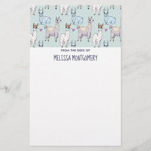Cute Llama Mönster på Polka dots Brevpapper
