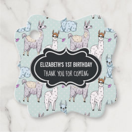 Cute Llama Mönster på Polka dots-födelsedag Gåvor Etiketter