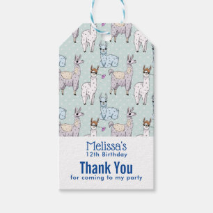 Cute Llama Mönster på Polka dots-födelsedag Presentetikett