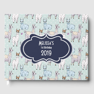 Cute Llama Mönster på Polka dots Gästböcker