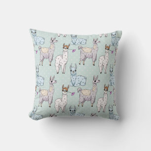 Cute Llama Mönster på Polka dots Kudde