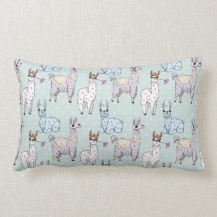 Cute Llama Mönster på Polka dots Lumbarkudde