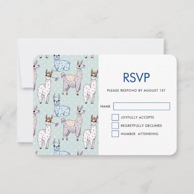 Cute LLama Mönster på Polka dots OSA Kort (Framsida)