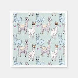 Cute Llama Mönster på Polka dots Pappersservett