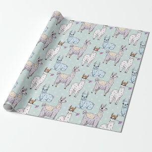 Cute Llama Mönster på Polka dots Presentpapper