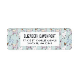 Cute Llama Mönster på Polka dots Returadress Etikett