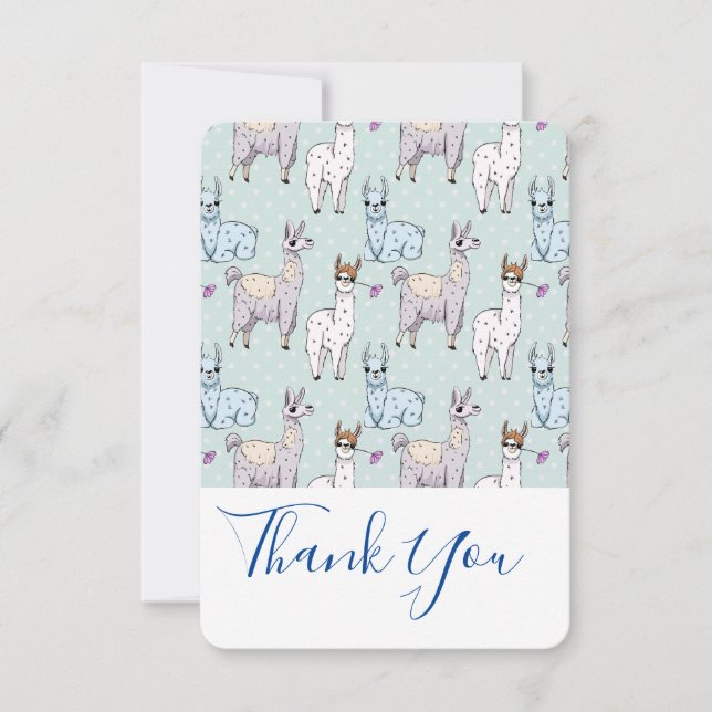 Cute Llama Mönster på Polka dots Tack (Framsida)
