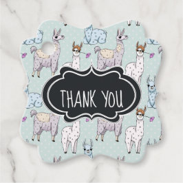 Cute Llama Mönster på Polka dots Tack Gåvor Etiketter