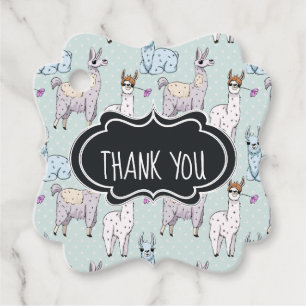 Cute Llama Mönster på Polka dots Tack Gåvor Etiketter