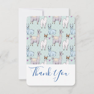 Cute Llama Mönster på Polka dots Tack Kort