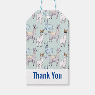 Cute Llama Mönster på Polka dots Tack Presentetikett