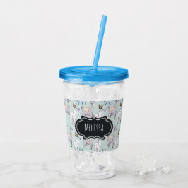 Cute Llama Mönster på Polka dots Take Away Mugg