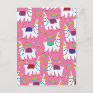 Cute Llama Mönster Vykort