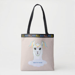 Cute Llama på Beige Tote Bag Tygkasse