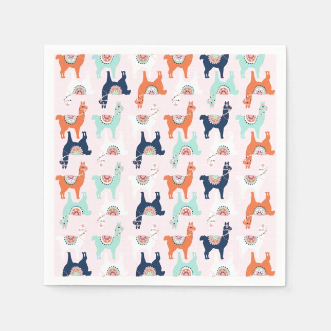 Cute Llama Papper Napkins Pappersservett (Framsidan)