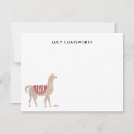 Cute Llama Personlig Boho Animal Artwork Anteckningskort