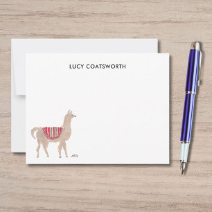 Cute Llama Personlig Boho Animal Artwork Anteckningskort
