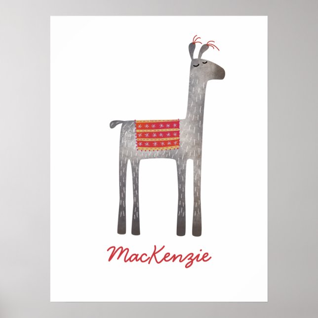 Cute Llama Personlig Poster (Framsidan)