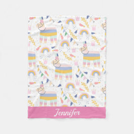 Cute Llama Personlig Rainbow Baby Nursery Fleecefilt