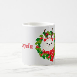 Cute Llama-Personligen för krans efter jul Kaffemugg
