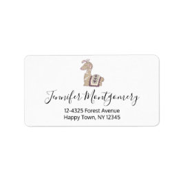 Cute Llama Princess Wearing a Krona Adressetikett