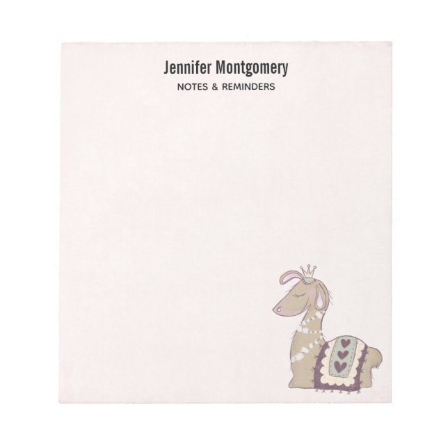 Cute Llama Princess Wearing a Krona Anteckningsblock (Framsida)